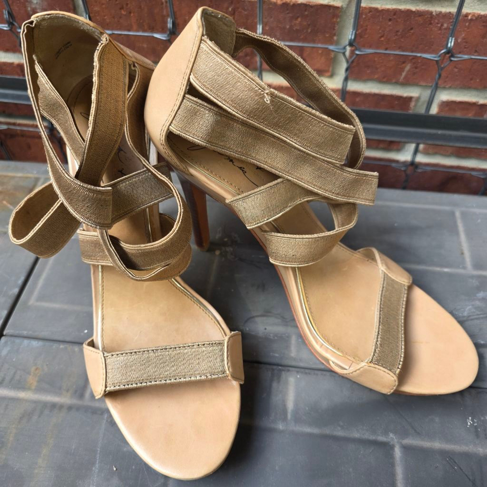 Women's Mark + Badgley Mischka Beige Brown High Heel Sandals US 10